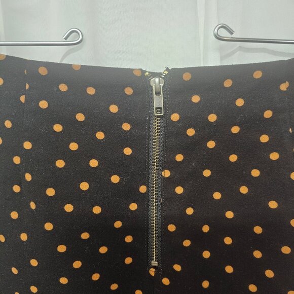 Boden Mini Skirt Velour Black Rust Polka Dot Mod Twee Retro 6P - Picture 4 of 10